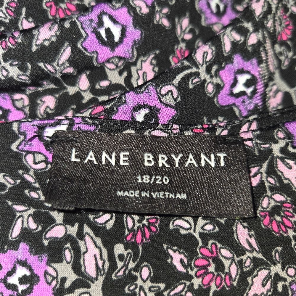 Lane Bryant Floral Relaxed Blouson-Sleeve Banded-Bottom Top Blouse 18/20 - Picture 9 of 10